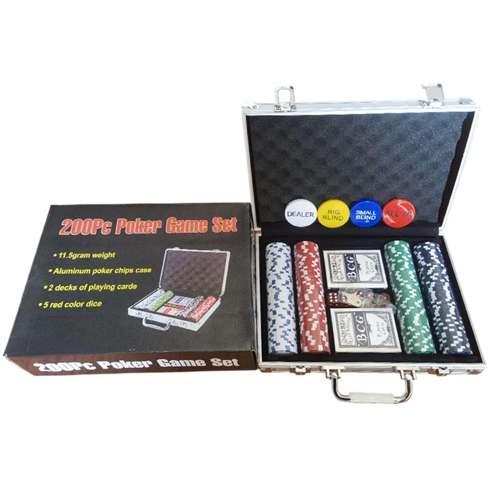 Generisch Set di chip da poker per Texas Holdem, chip da poker per giochi | da tavolo, set da poker con valigetta da viaggio in alluminio, per serate di in casa in Texas