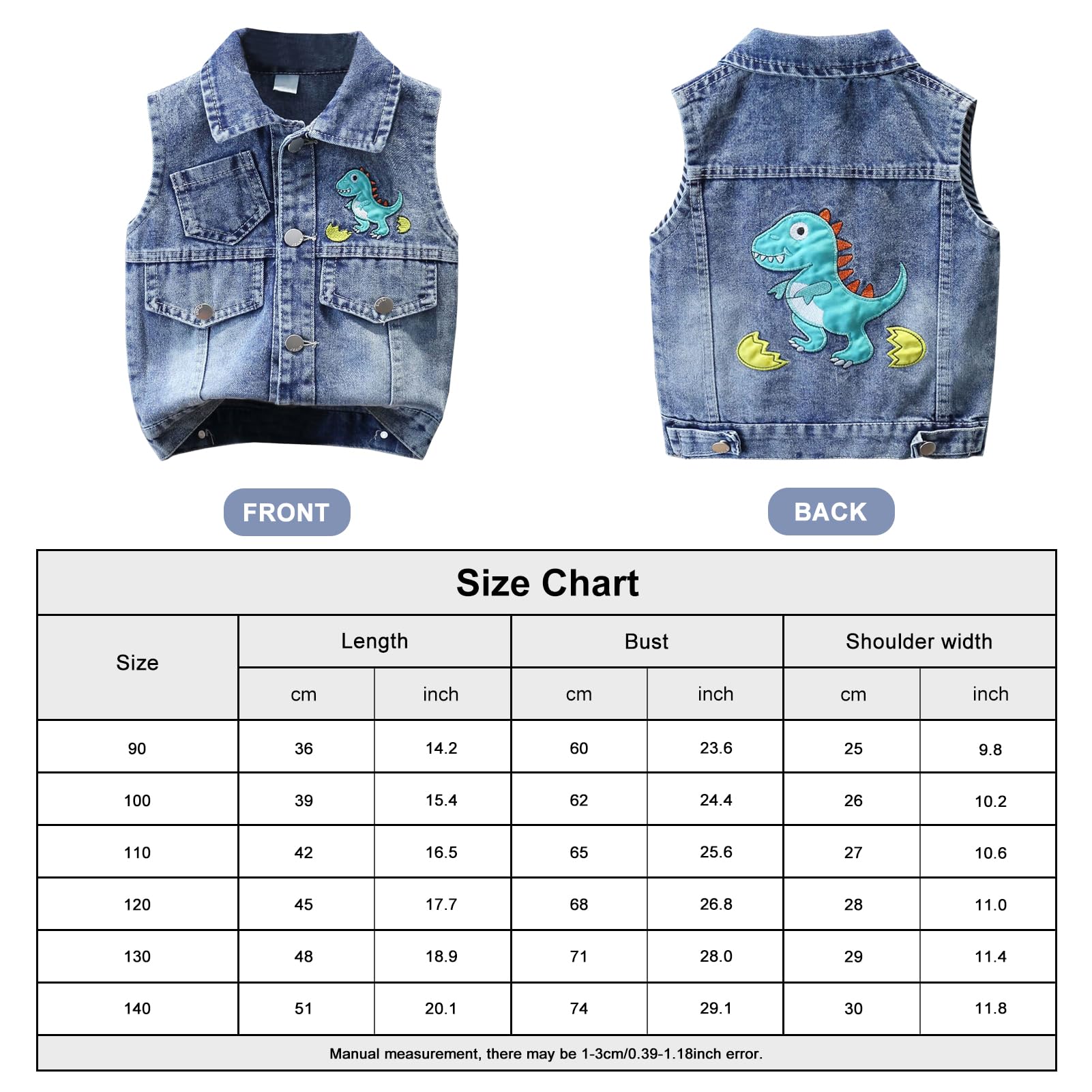 Chaleco para niños Chaleco vaquero chaleco vaquero de algodón de dibujos animados chaqueta sin mangas chaleco sin mangas para primavera y otoño