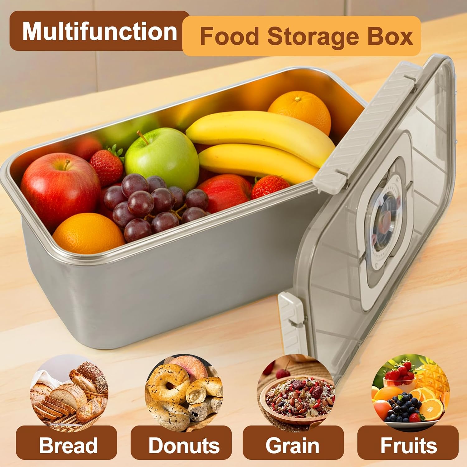 Bread Box Airtight 304 Stainless Steel Bread Container, Dishwasher Safe Bread Storage for Homemade Bread, Time Recording Bread Storage Container with Lid and Handle - Image 7