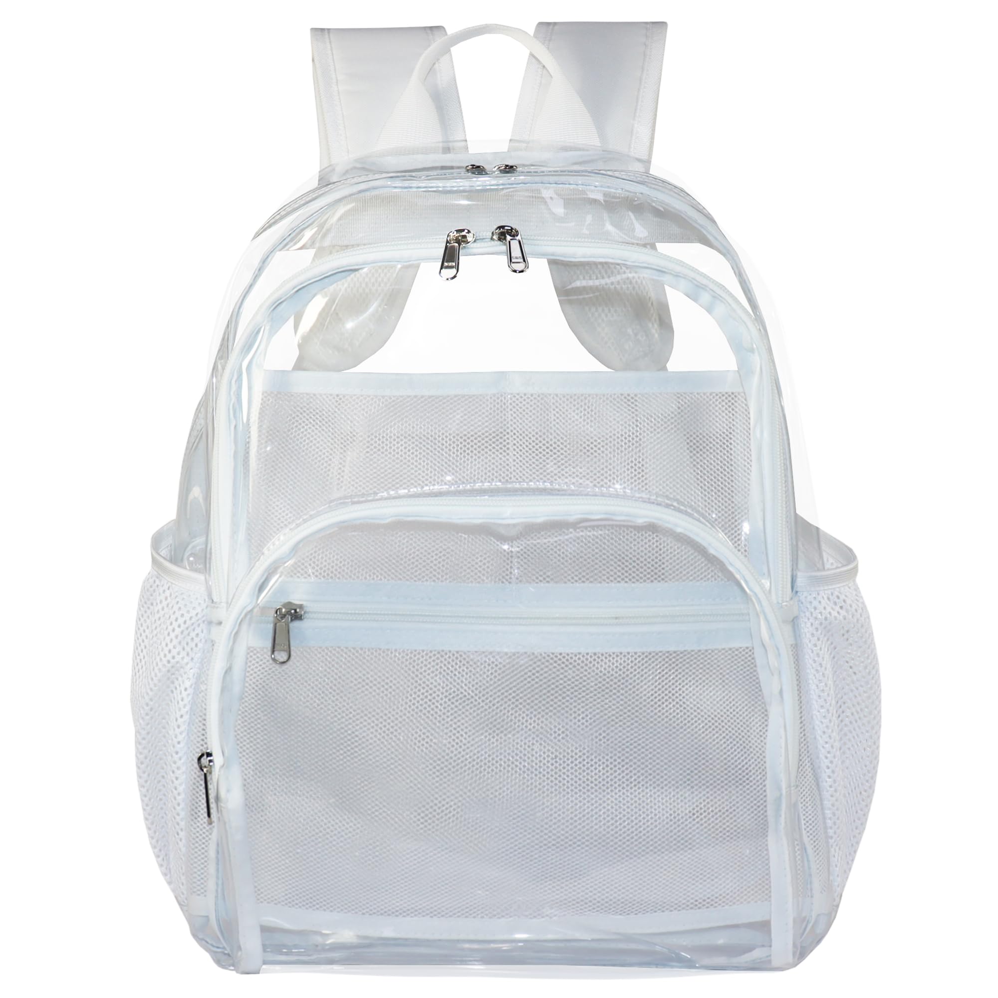 KUI WAN Clear Backpack, Clear Bag Stadium Large See Through Bookbag Heavy Duty PVC Transparent Backpacks for School