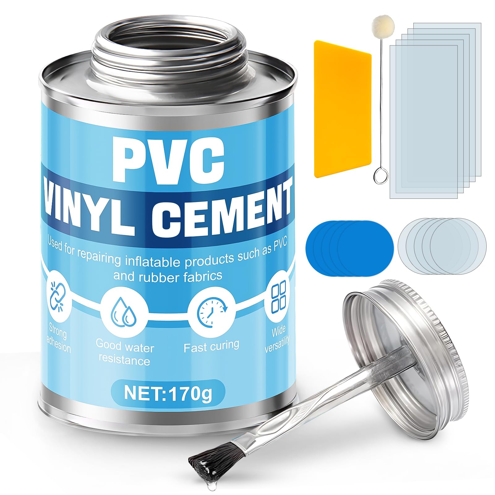 Allisway PVC Glue, Neoprene, Repair Kit, PVC Pool Repair Kit, PVC Rubber Bonding and Repair Glue for Inflatable Kayaks, Tents and Inflatable Boats, 170g