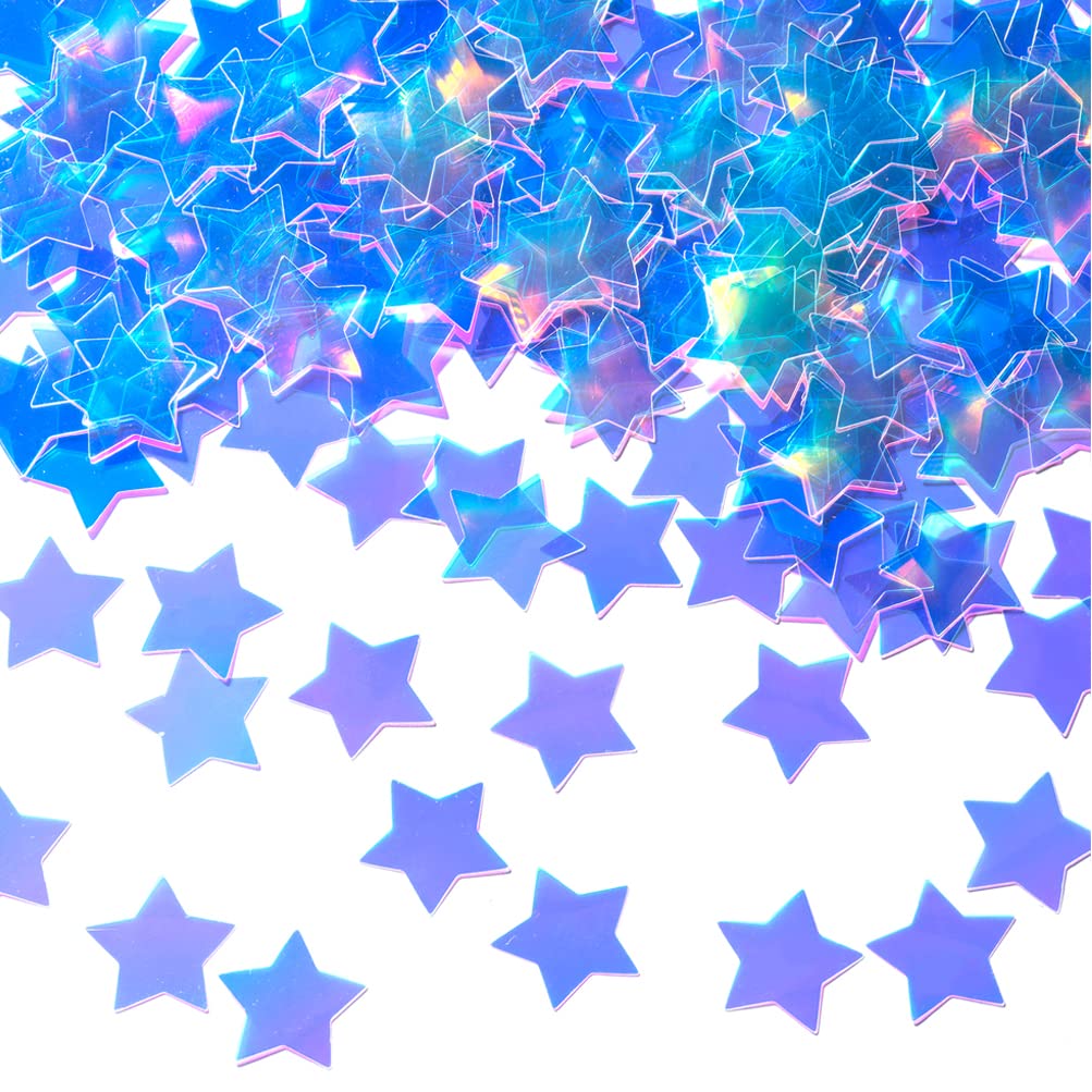 Confeti holográfico de estrella iridiscente para decoración de mesa para baby shower, fiesta temática de cumpleaños, 1.2 pulgadas de diámetro, 200 unidades