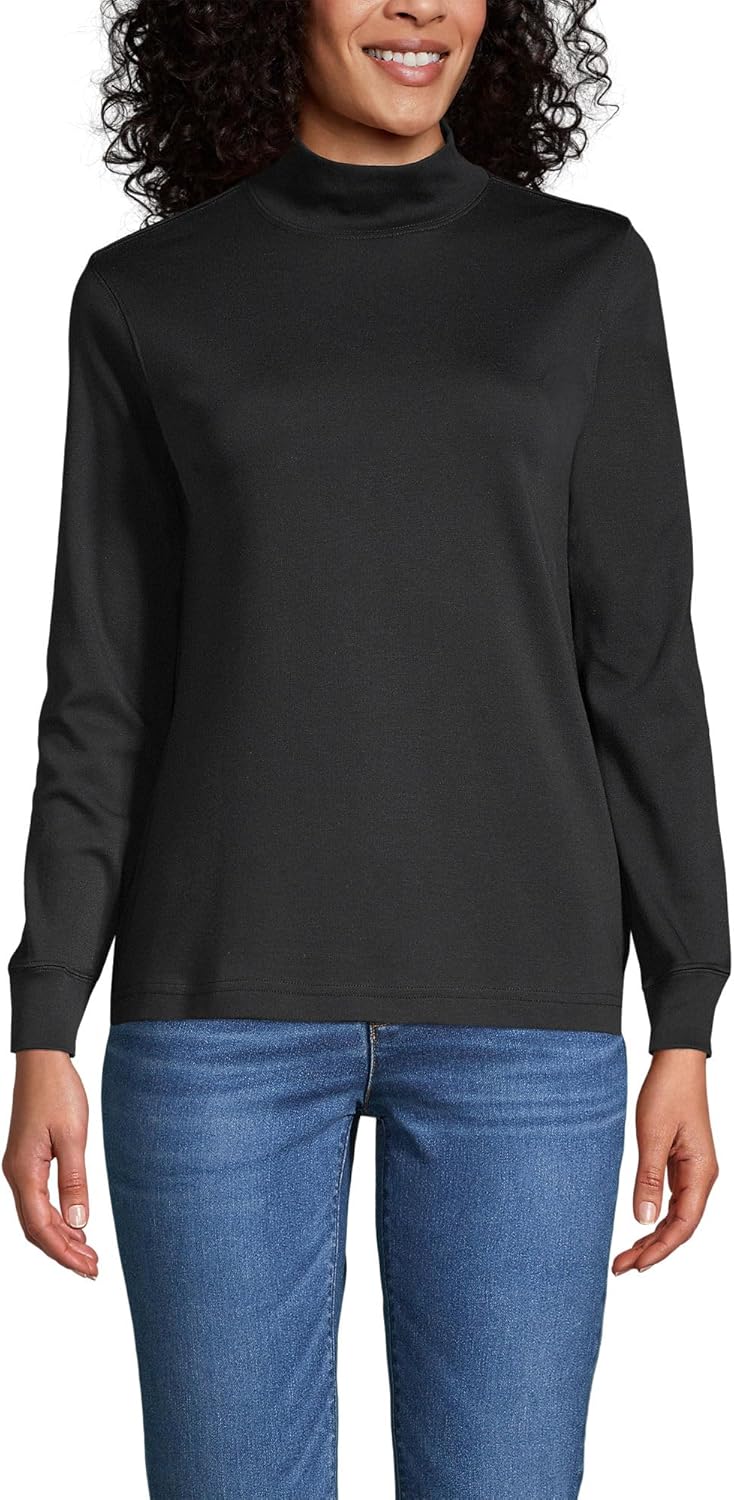 Lands' End Women's Long Sleeve American-Grown Supima Cotton Mock Turtleneck Shirt