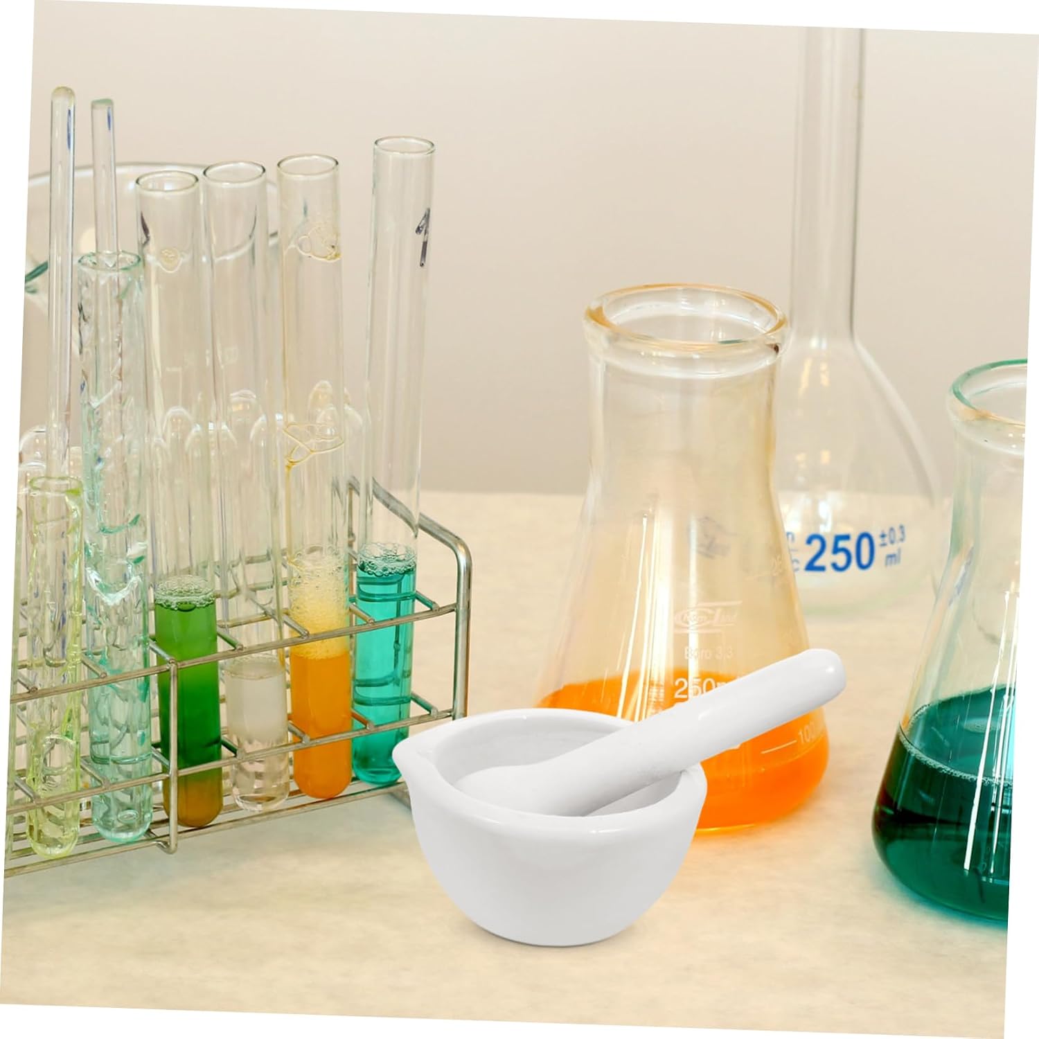 Enamel Grinding Rod 60mm Bowl Stick White Marble Pestle and Lab Glassware