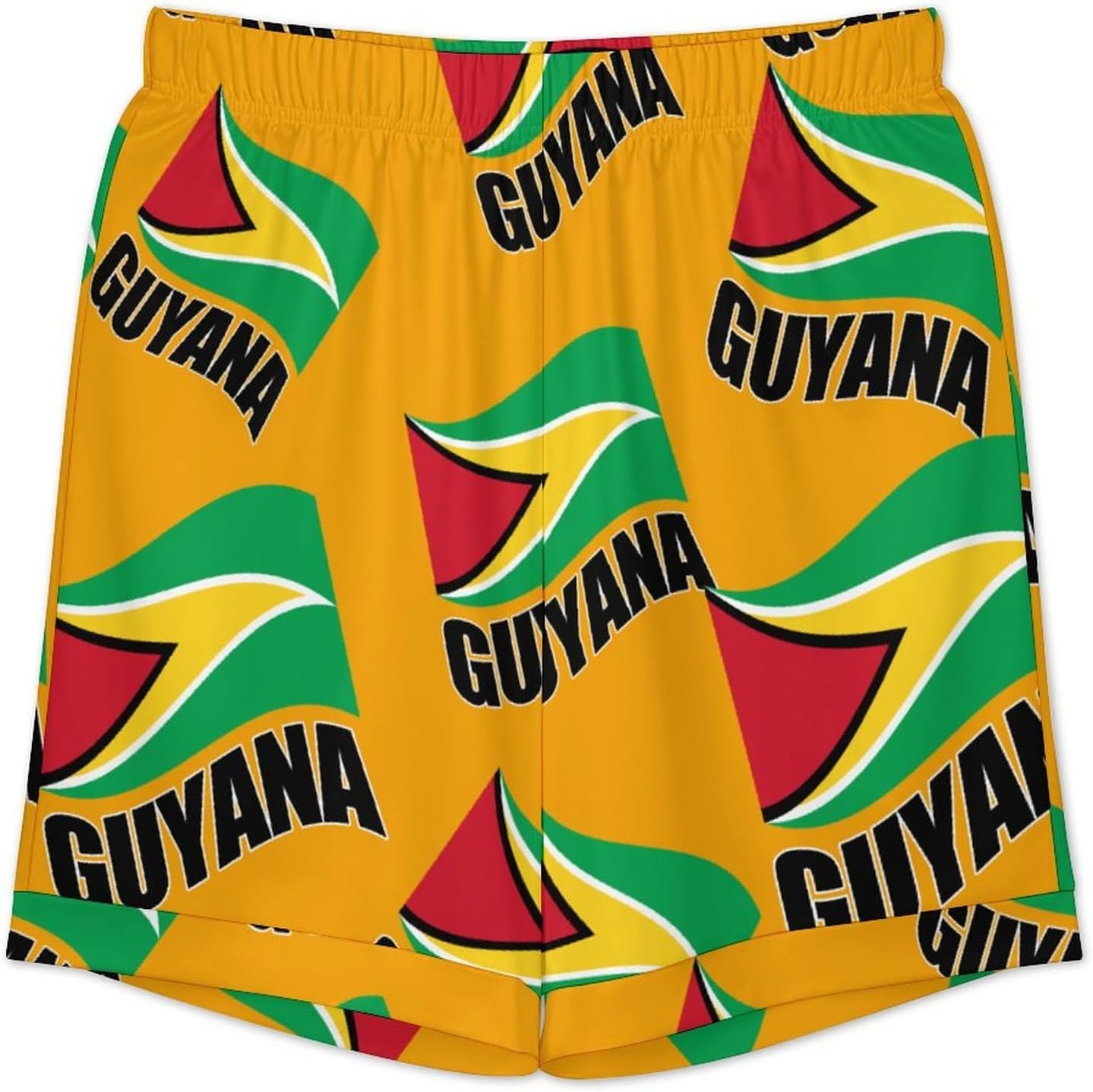 Guyana Flag Guyanese Men's Short Sleeve Pajama Set Satin Silk Like Lounge Sleepwear