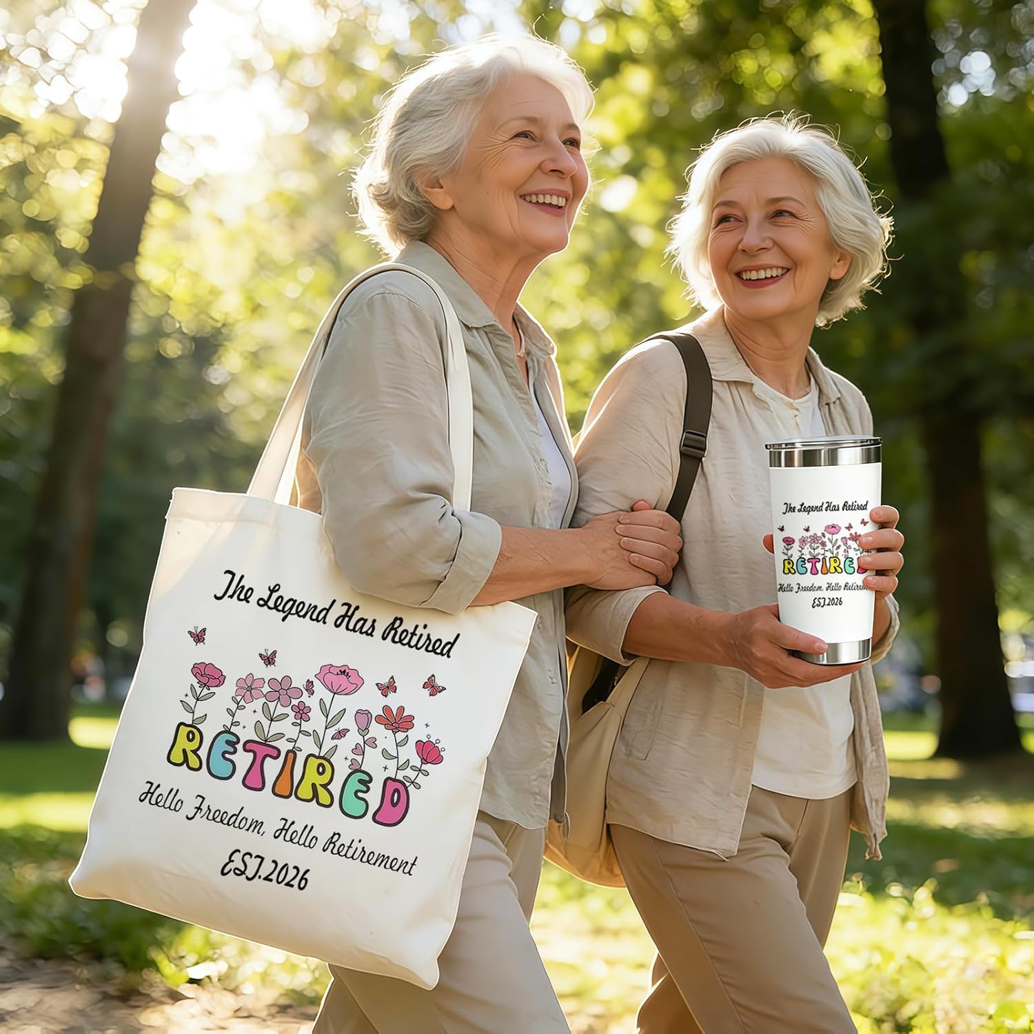 Retirement Gifts for Women 2026 - Happy Retired Gift for Teacher, Mom, Nurse, Coworker, Boss - Funny Retiring Coffee Tumbler & Canvas Tote Bag, The Legend Has Retired Gifts Cup & Bag Set - Image 6