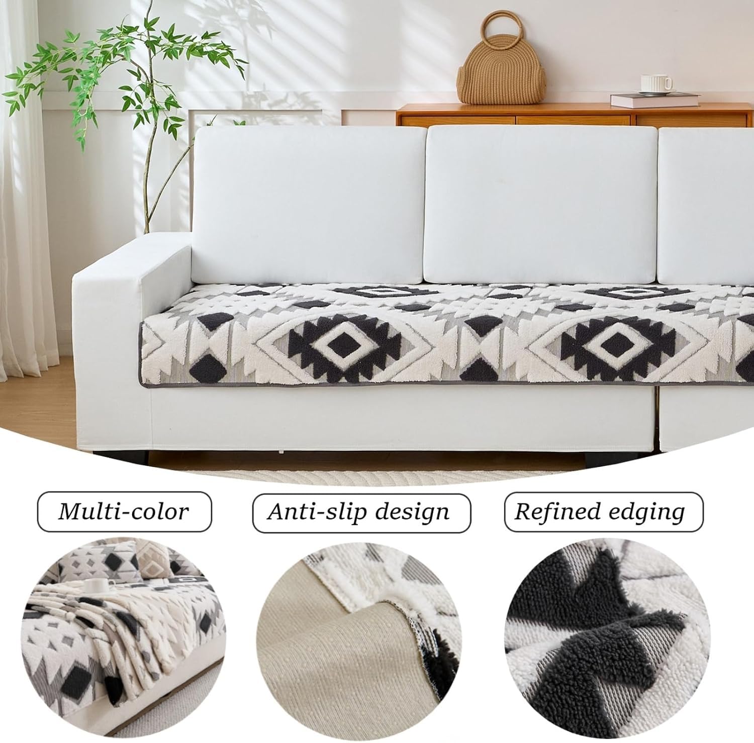 Plaid de Canapé en Chenille Doux à Franges, Grande Taille,Adapté aux Animaux, Antidérapant, Lavable, À l'unité Housse de Siège Jeté de Canapé 3/4 Places,Kaki,70 * 210cm