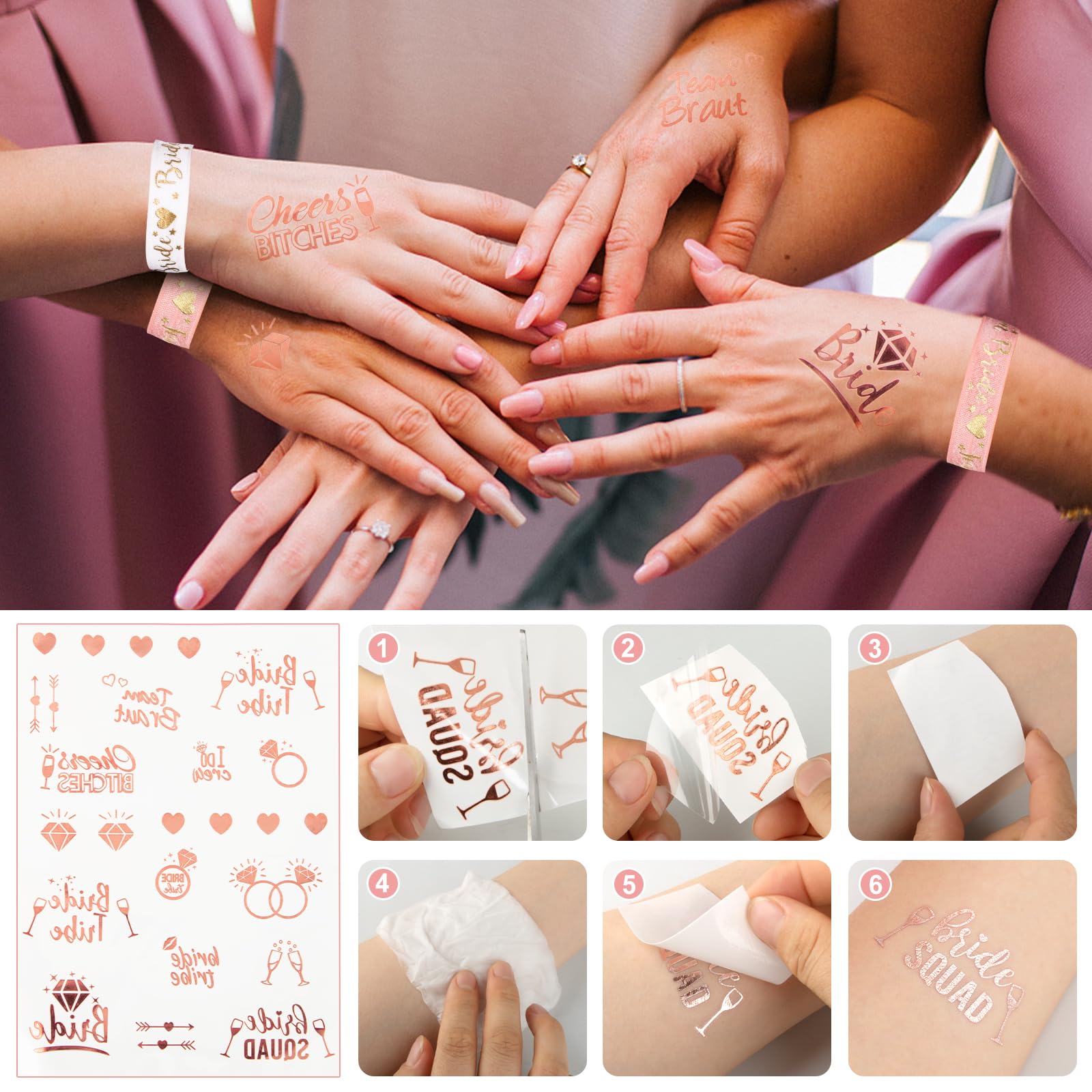 Kit 17pz Accessori Addio Al Nubilato - Velo, Cerchietto, Fascia, Bracciali, Tatuaggi Per Sposa E Amiche - Foto 4