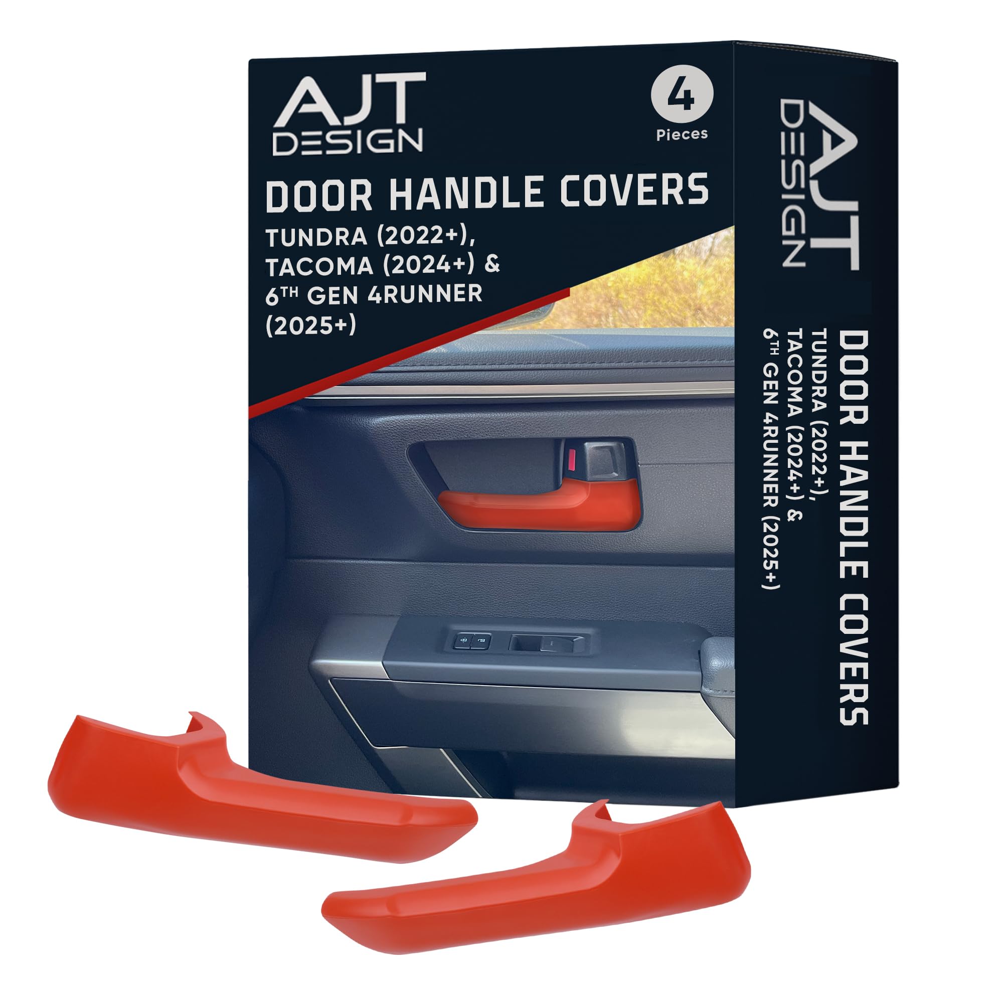 AJT DESIGN Door Handle Covers Compatible with Toyota Tundra (2022+), Tacoma (2024+) &amp; 4Runner (2025+) | Interior Accessories | High Strength ABS Plastic | Made in USA | 4 Piece Set - Solar Octane