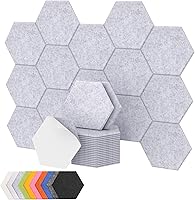 Vista 12 de TONOR - Paquete de 12 paneles acústicos hexagonales, paneles autoadhesivos a prueba de sonido de 12 x 10 x 0.4 pulgadas para paredes, panel de pared