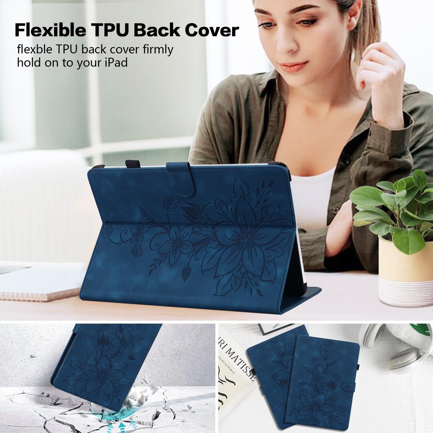 Case for iPad Pro 13 Inch (M5) 2025/ (M4) 2024, Auto Wake/Sleep Supports Pencil Pro and Pencil(USB-C) Magnetic Clasp Stand for iPad Pro 13 Inch Cover, Blue