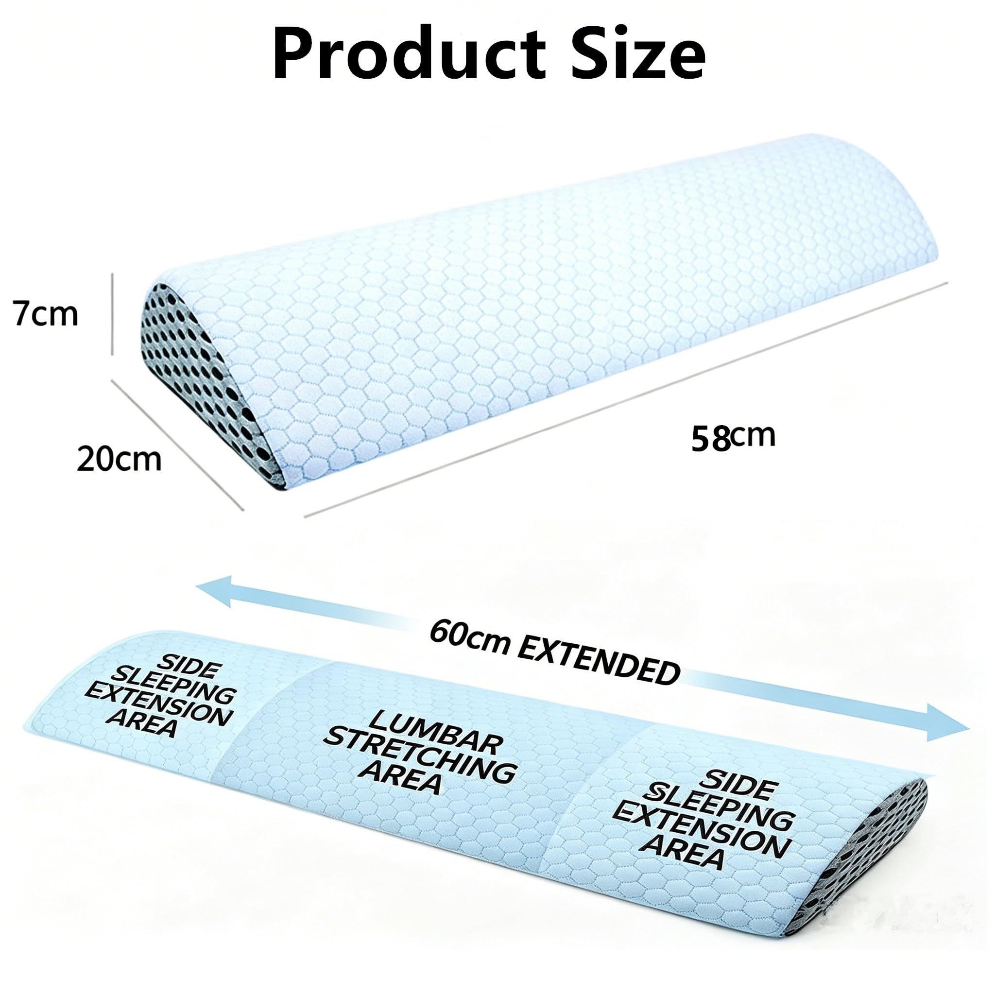 Almohada semicircular para las rodillas, almohada ortopédica para rodillas ergonómicas para dormir de lado, rodillo de espuma viscoelástica para apoyar piernas, rodillas, caderas y espalda