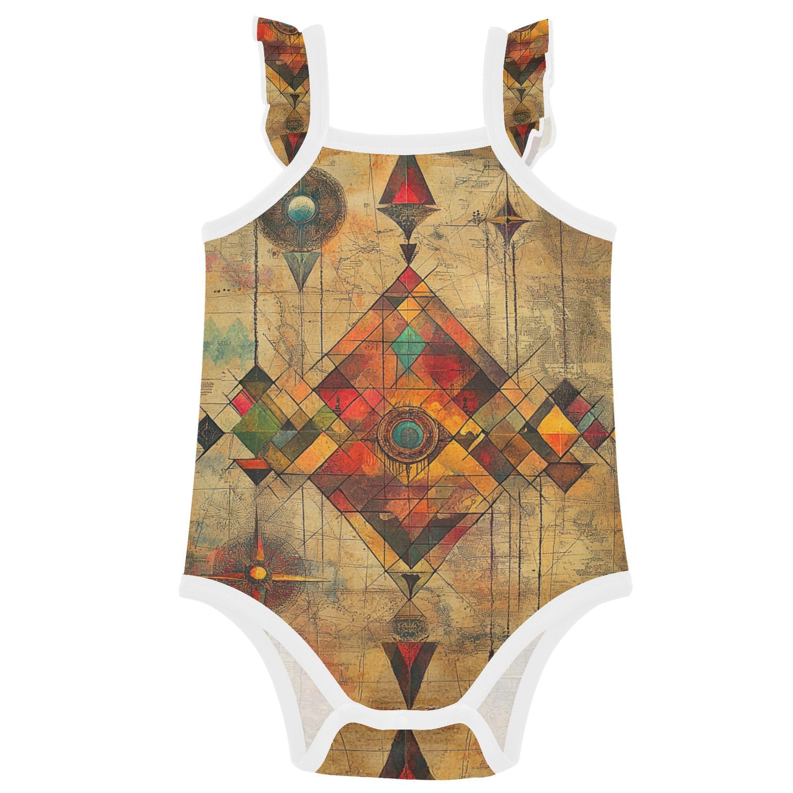 Caihoyu Baby Cotton Infant Bodyshirts Soft Toddler Sleeveless Clothes 6M Bohemian Retro Geometric Pattern