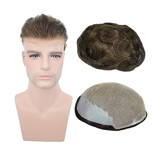 Amiable Peluquería de cabello humano virgen europeo para hombres, 8 x 10 pulgadas, base de encaje suizo suave con 2 pulgadas claramente PU en la