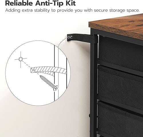 Miniatura 7 de HOOBRO Cómoda de 5 cajones, archivador, gabinete de oficina con cajones, soporte de impresora rodante, archivador para sala de estar, oficina en