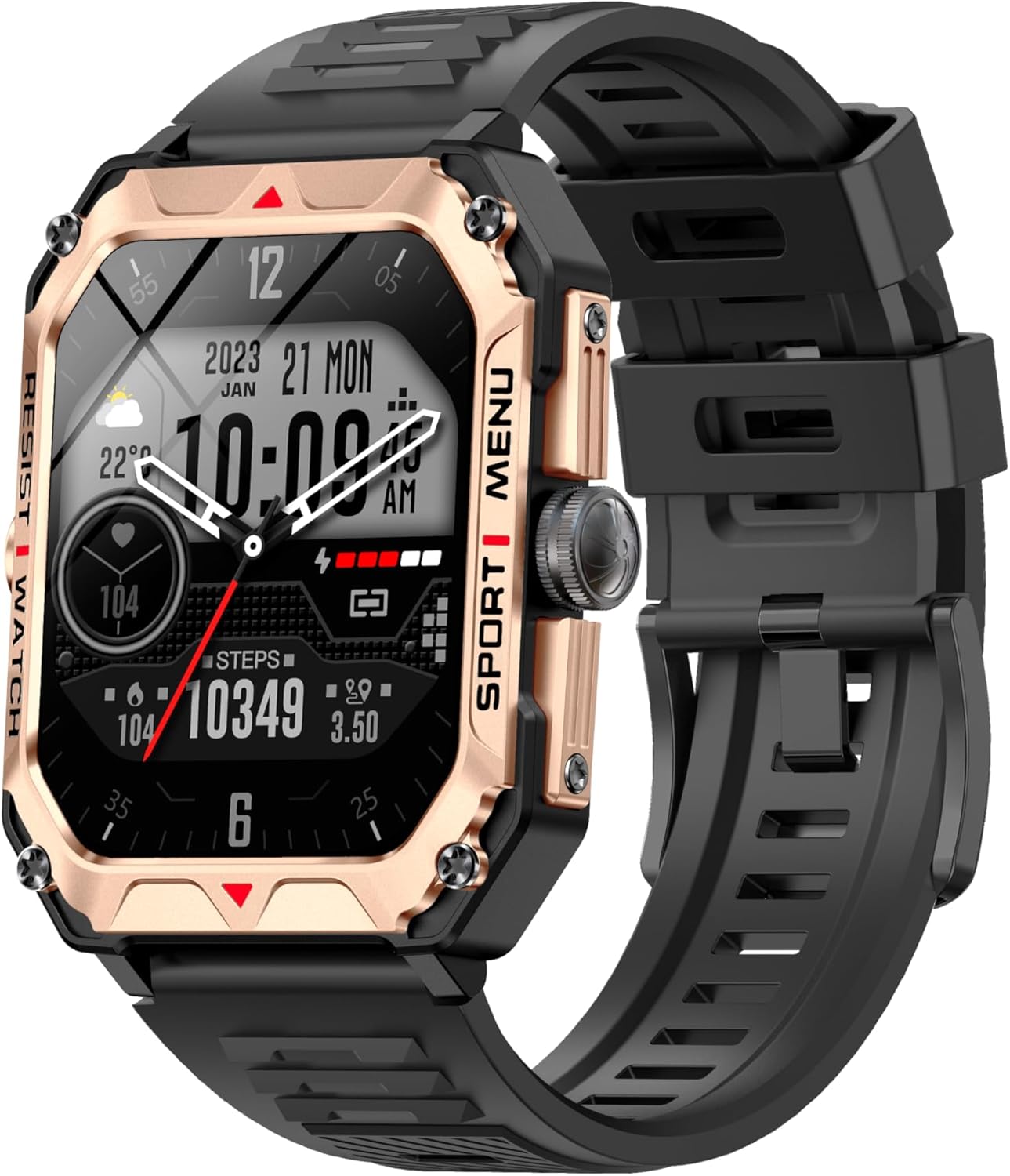 Military Smart Watch for Men(Answer/Make Call) 2.02″ Smartwatch with Heart Rate Blood Oxygen Sleep Monitor 128 Sports Modes Fitness Tracker Step Calorie Counter IP68 Waterproof for Andriod iPhone