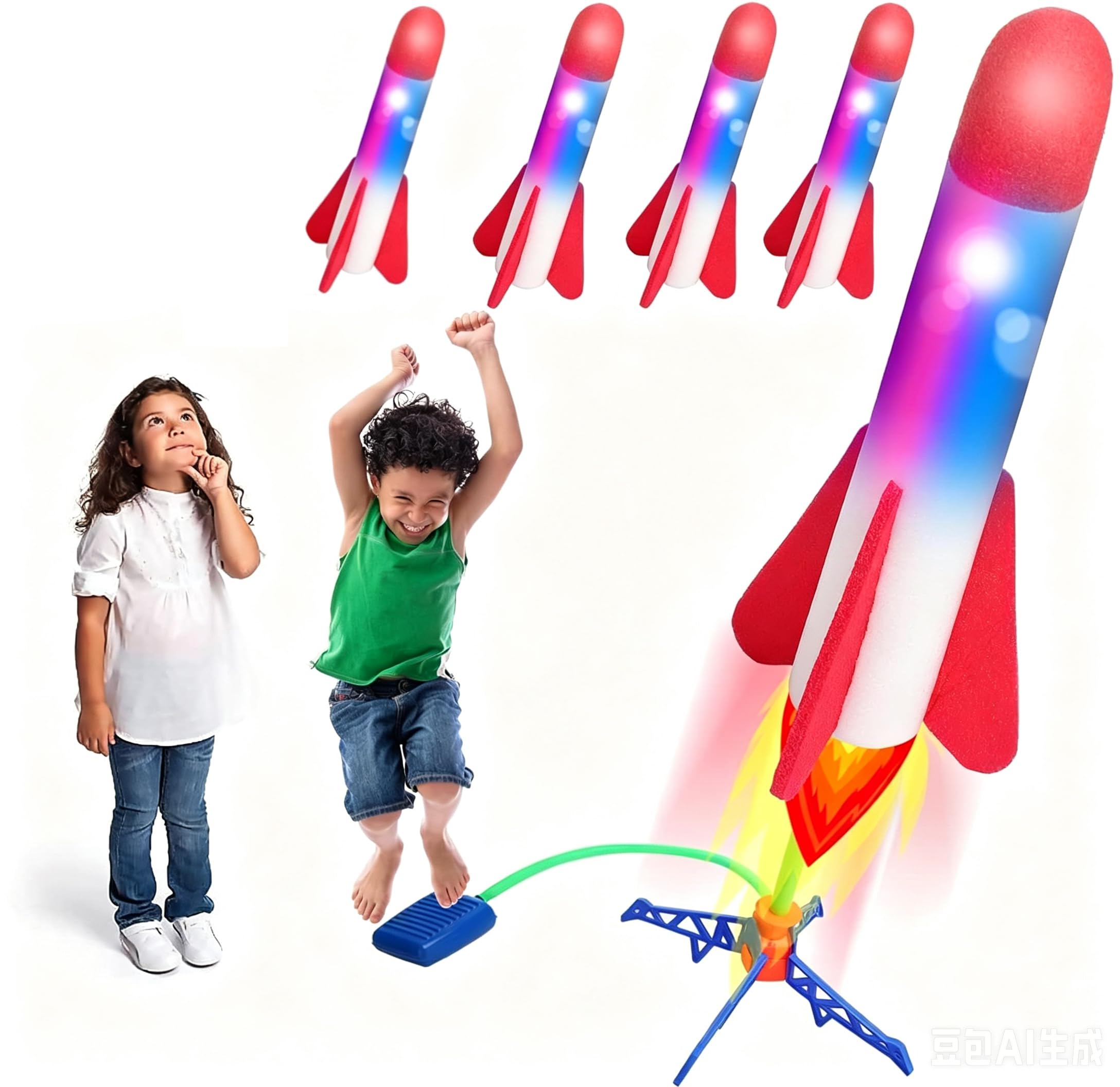 The Original Rocket Launcher, 4 Foam Rockets,Can emit light and Toy Air Rocket Launcher - Gift for Boys and Girls - Great for Year Round Play baby,gift.