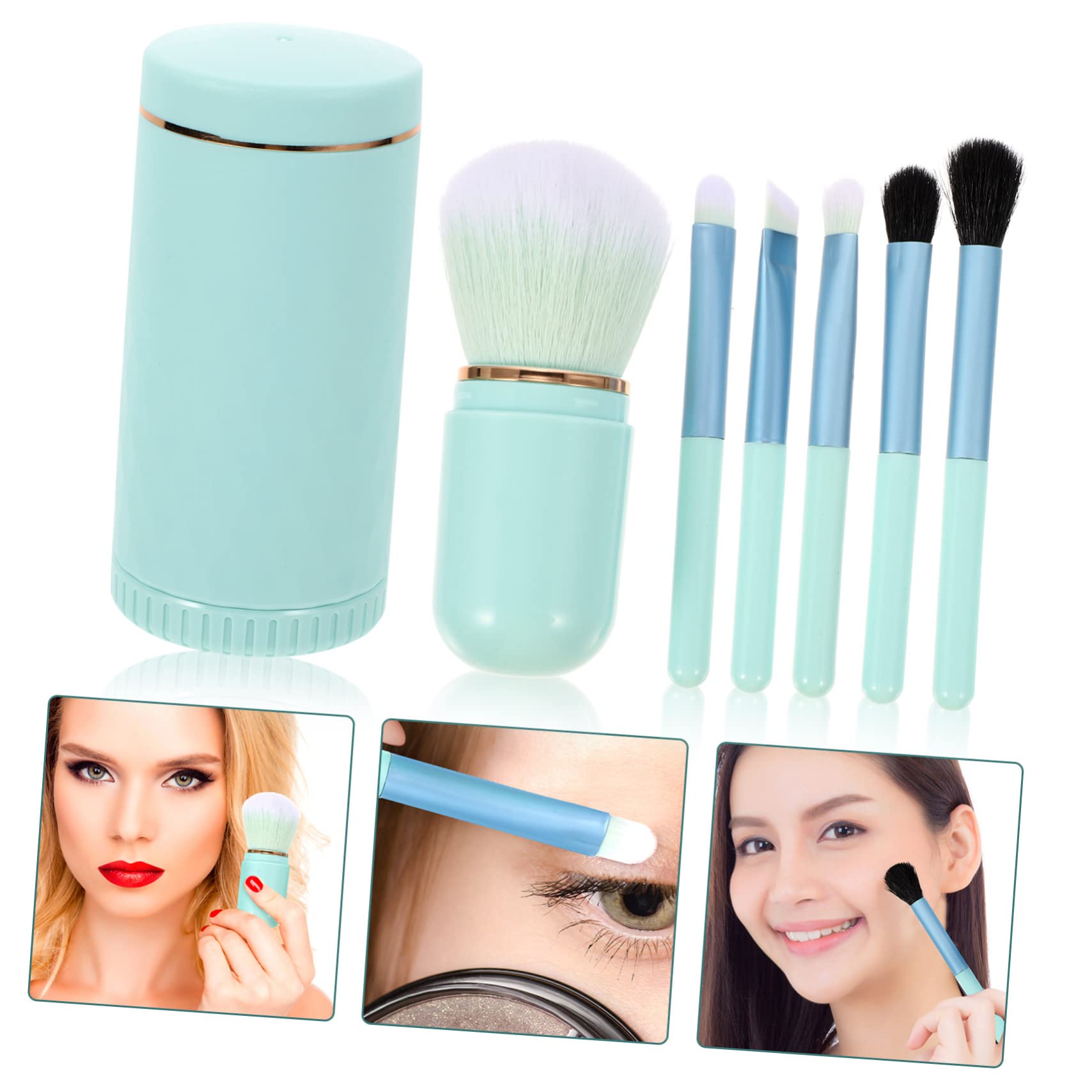 POPETPOP 5sätze Teiliges Makeup Pinsel Mit Holzgriffen Tragbarem Kosmetik Organizer Und Spiegel Für Zuhause Und Professionelle Anwendung