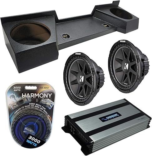 Harmony Audio HA-A800.1 Compatible con Chevy Silverado 2007-2013 Extended Cab Truck Car Stereo Mono 1600W Sub Amp, 43C124-N 12" Comp C12 150W RMS
