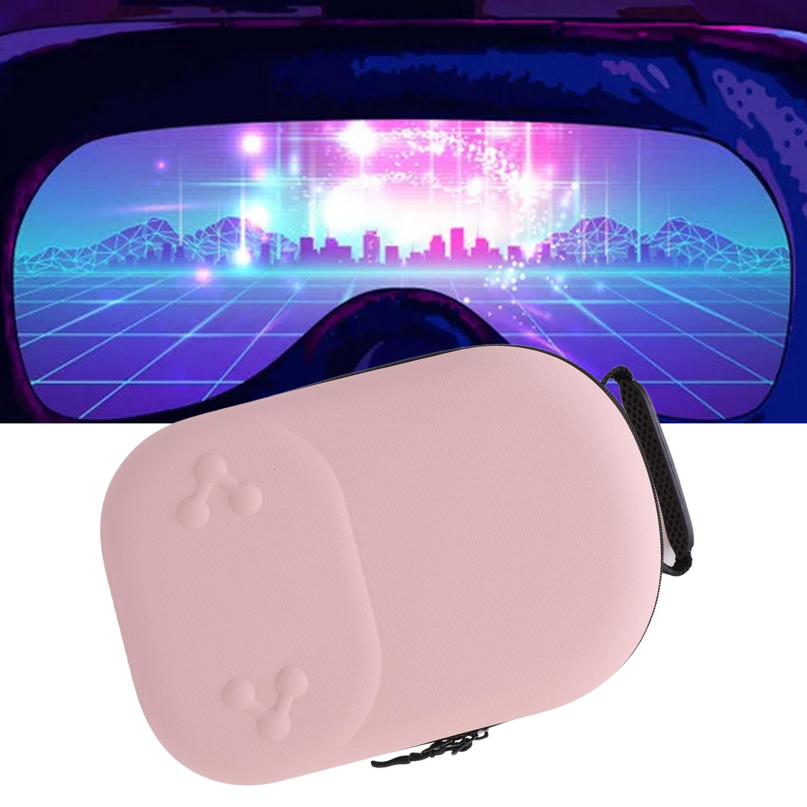 lyrlody Custodia Rigida da Viaggio, Custodia da Viaggio Organizer per Elettronica EVA PU, 13 X 9,4 X 5,3 Pollici, Antiurto per Controller Visori VR Cavi Caricabatterie per Viaggi Lavoro Casa (PINK)