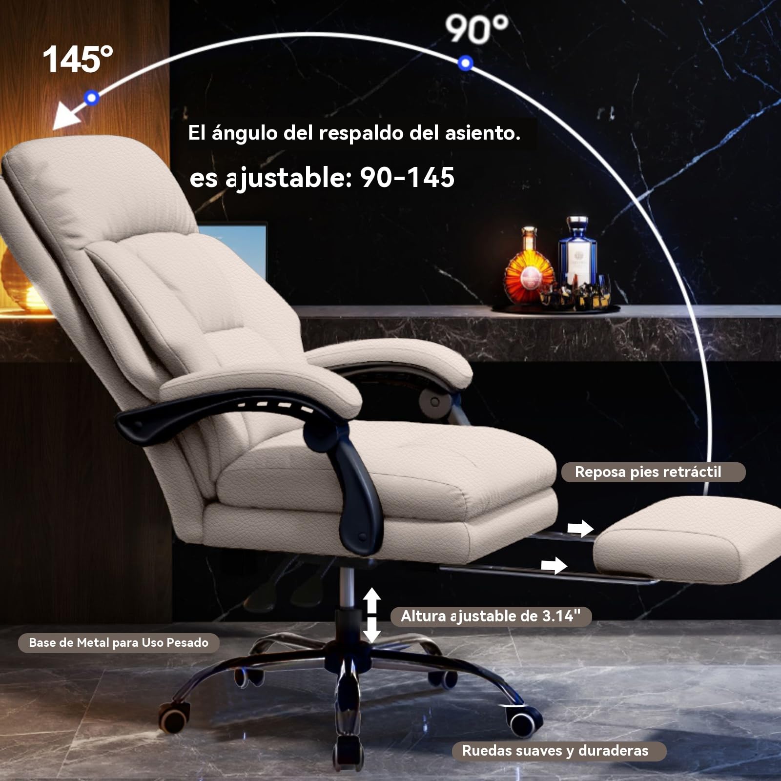 Silla de Oficina con Reposapiernas Sillas Ejecutivas con Ruedas Sillas Gaming con Respaldo Alto Silla de Trabajo Ergonómica Reclinable Y Ajustable para Oficina en Casa