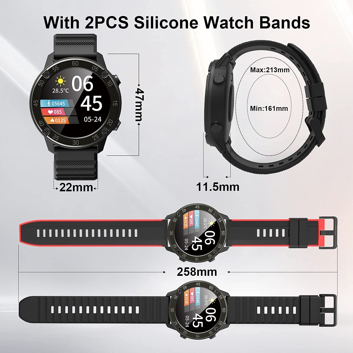 IOWODO X5 Smart Watch for Men, Women 1.3in Full Touch Screen Fitness  Tracker w Heart Rate Sleep Monitor, 5ATM Waterproof Fitness Watch w Calorie  Step Counter, Smartwatch for iPhone Android Phones: Amazon.co.uk: