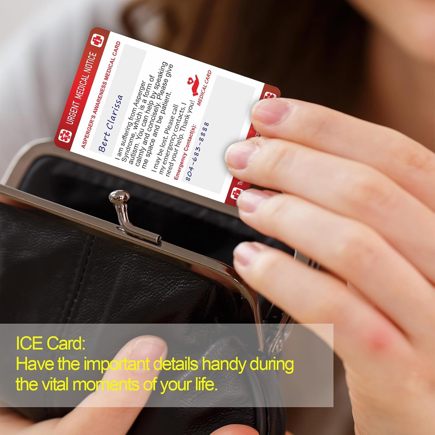2set SEIZURES Awareness Medical Card with Writable Panel and Patterned Lanyard Emergency Contact Card
