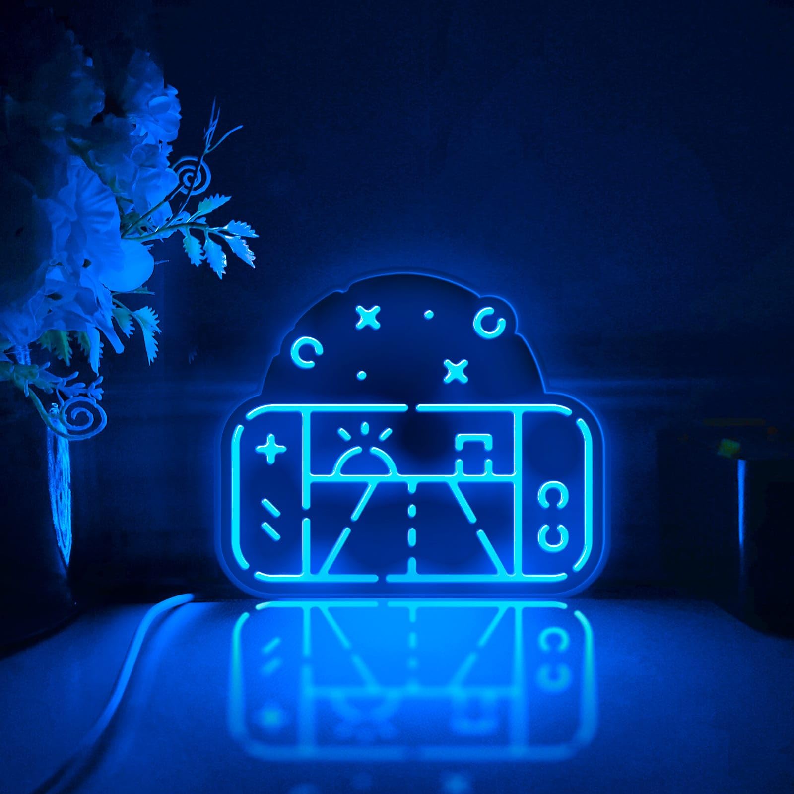 Przenośna konsola do gier LED, konsola do gier, dekoracja ścienna, znak świetlny, dekoracja biurka, dekoracja sypialni, prezent dla graczy (światło RGB, średni rozmiar)