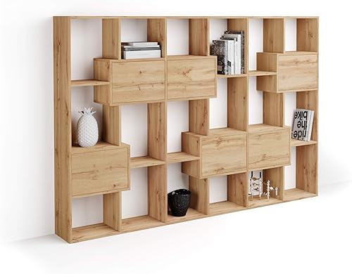 Miniatura 142 de Mobili Fiver, Estantería Iacopo XS (63.31 x 31.5 pulgadas), roble rústico, fabricada en Italia Roble rústico,Ashwood Negro,Ashwood Blanco,Efecto