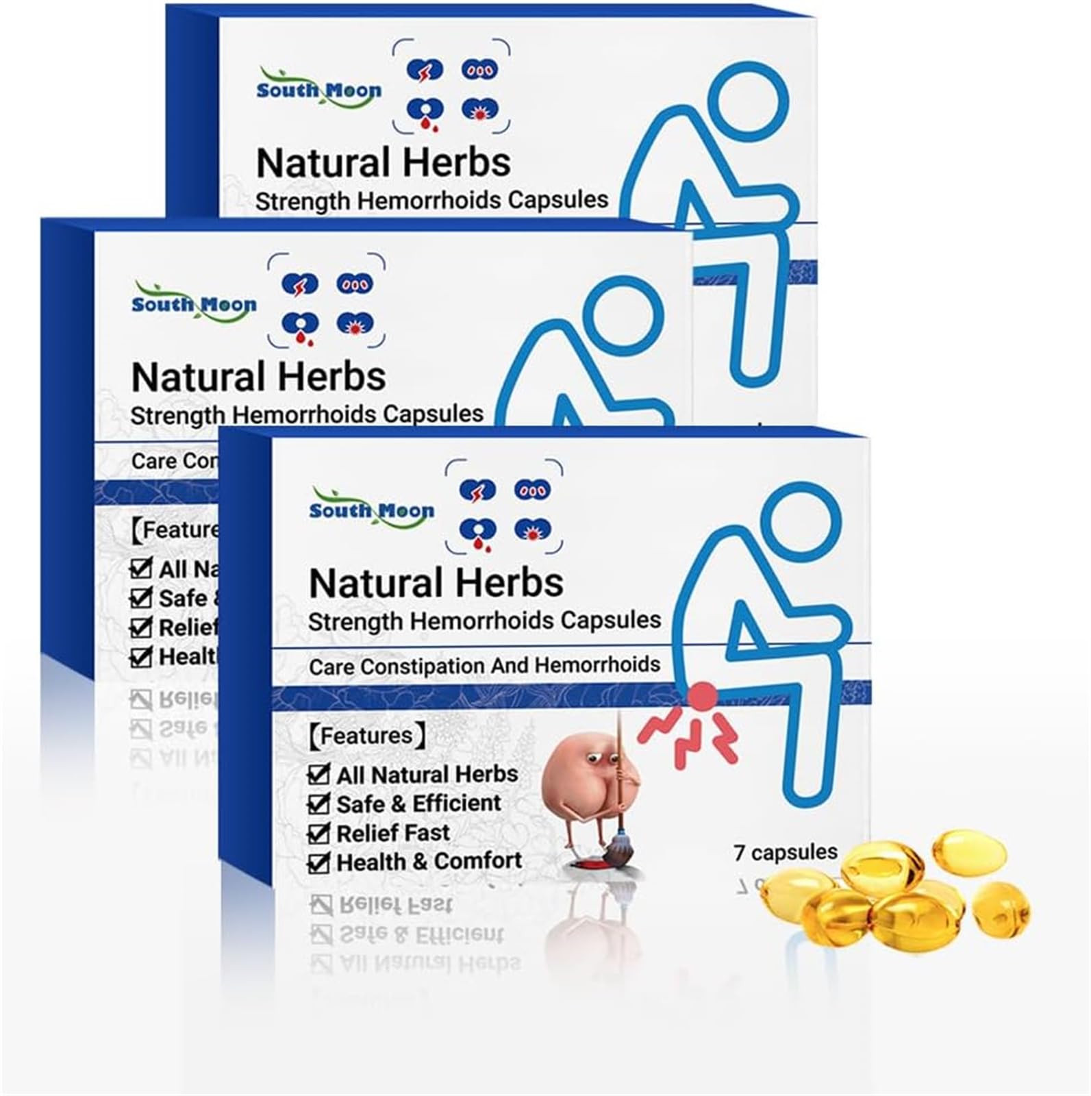 Natural Herbal Strength Hemorrhoid Capsules, Natural Hemorrhoid Relief Capsules,Haemorrhoids & Pile Cream, Rapid Hemorrhoid Treatment, Helps Relieve Itching,Burning (3Box)