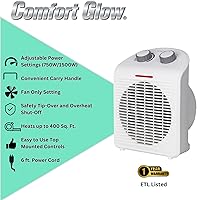 Vista 8 de Comfort Glow EFH1518 Calentador eléctrico de ventilador, color blanco