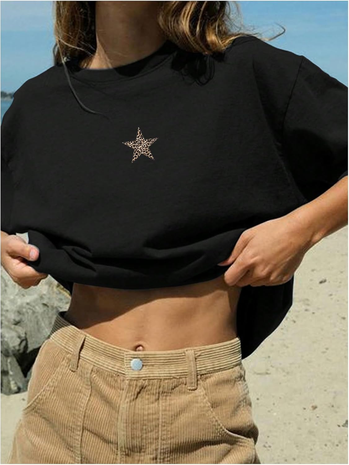 SOLY HUX Women's Oversized T-Shirt Leopard Graphic Tees Streetwear Shirt Y2k Summer Clothes - Image 2