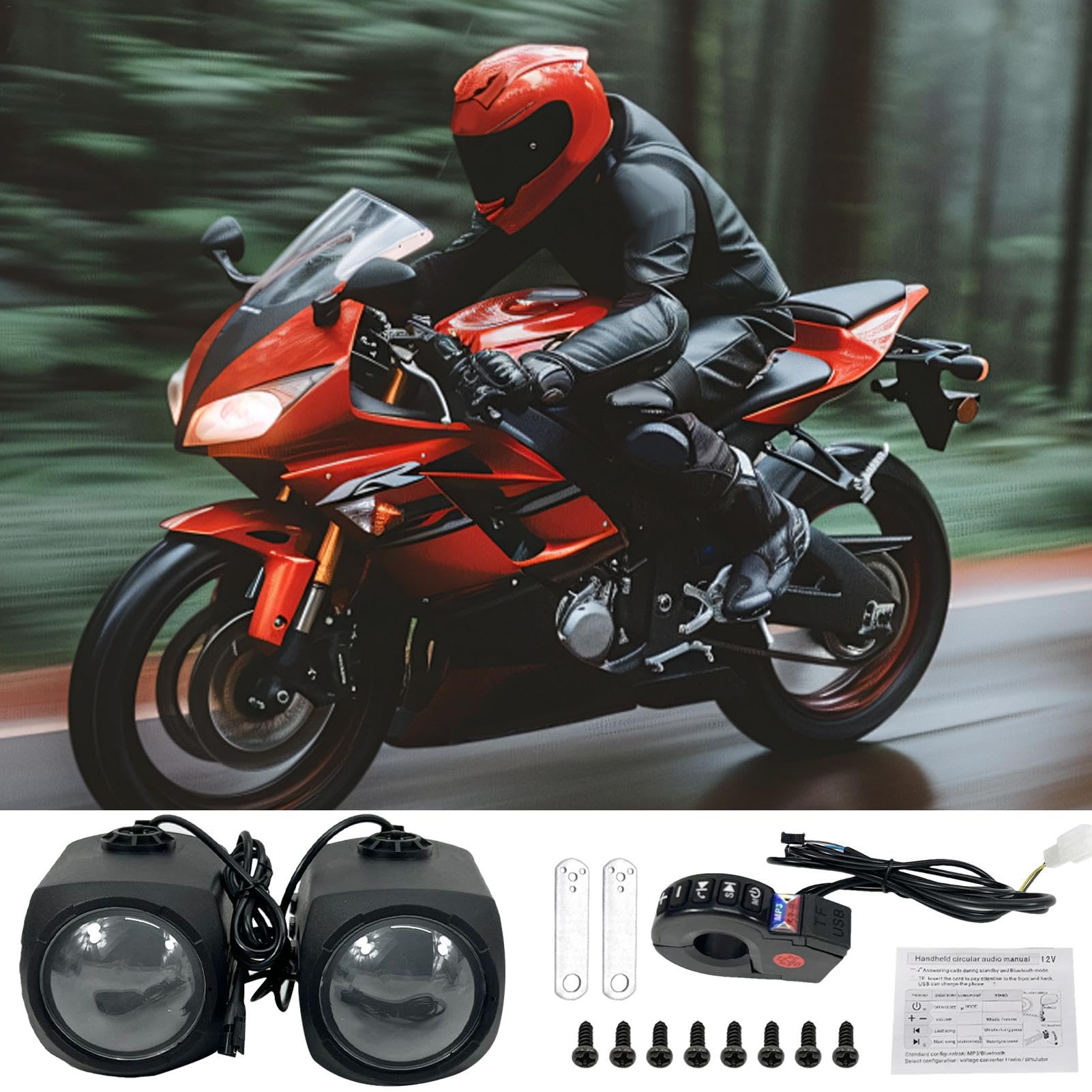 Motocyklowy system stereo, system dźwiękowy motocykla, wzmacniacz radiowy