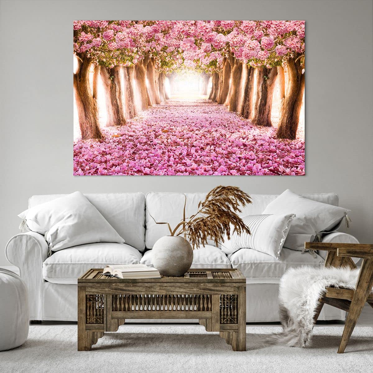 Deco Cadre Décoration Salon Arbre fleurs cerise nature Moderne Impression sur Toile 120x80cm Image Tableau Decoration Murale Chambre Horizontal Art Wall Grand Tableaux Decoratifs Muraux AA120x80-2794