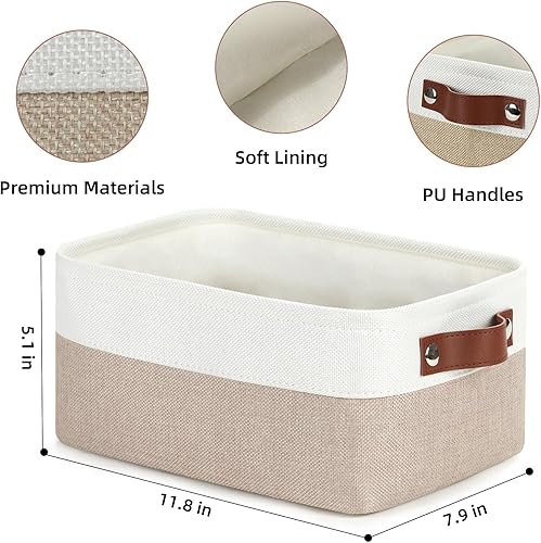 Vista 82 de DULLEMELO Canastas de almacenamiento pequeñas de 15 x 6 x 5.5 pulgadas, contenedores de almacenamiento de tela para tanque de inodoro
