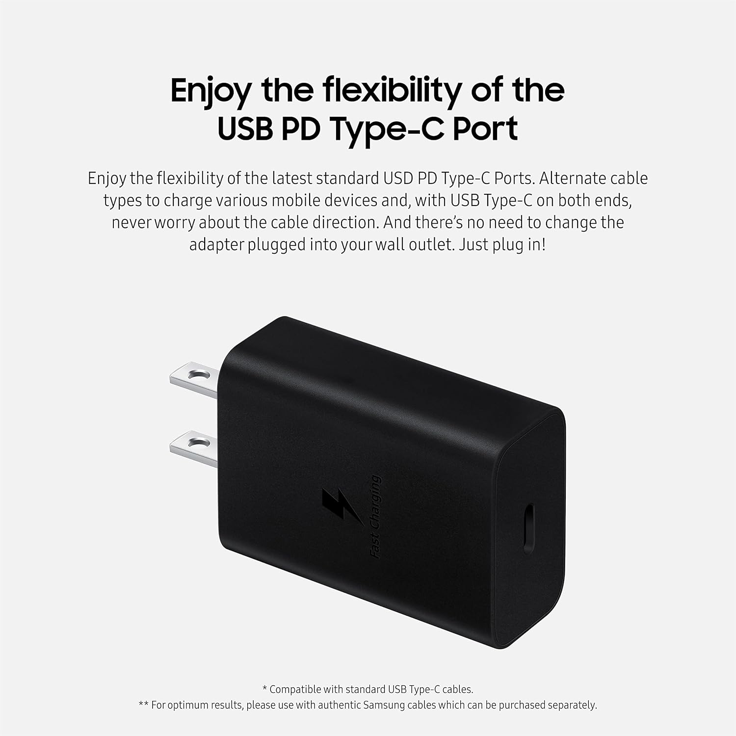 Samsung 15W USB-C Wall Chargers (White and Black)