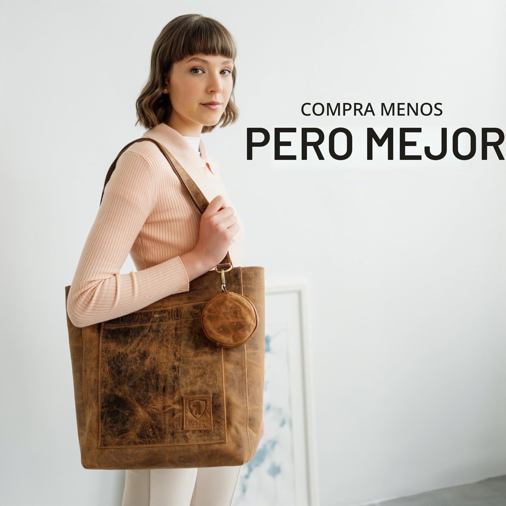 Berliner Bags Seville Bolso Shopper Tote Mujer Piel Auténtica Grande Asas