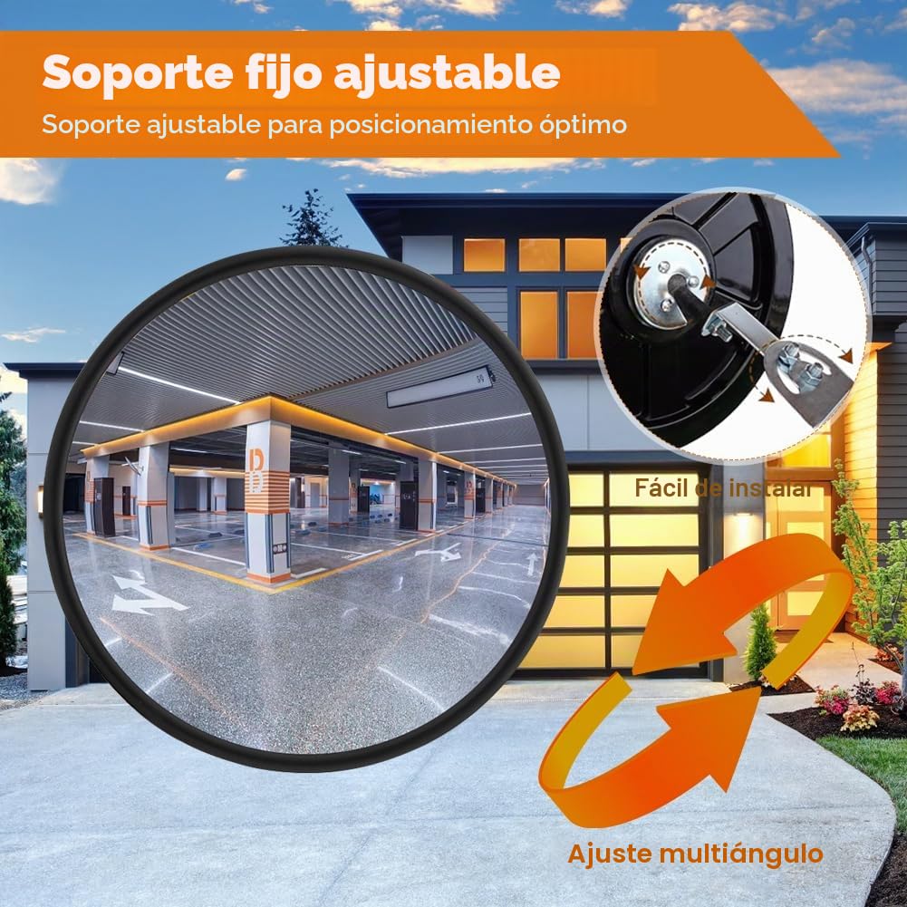 Espejo de tráfico, 30 cm de ancho de visión convexo, espejo de seguridad de tráfico, espejo convexo de visión panorámica redonda, espejo panorámico, espejo parabólico, espejo de observación, para
