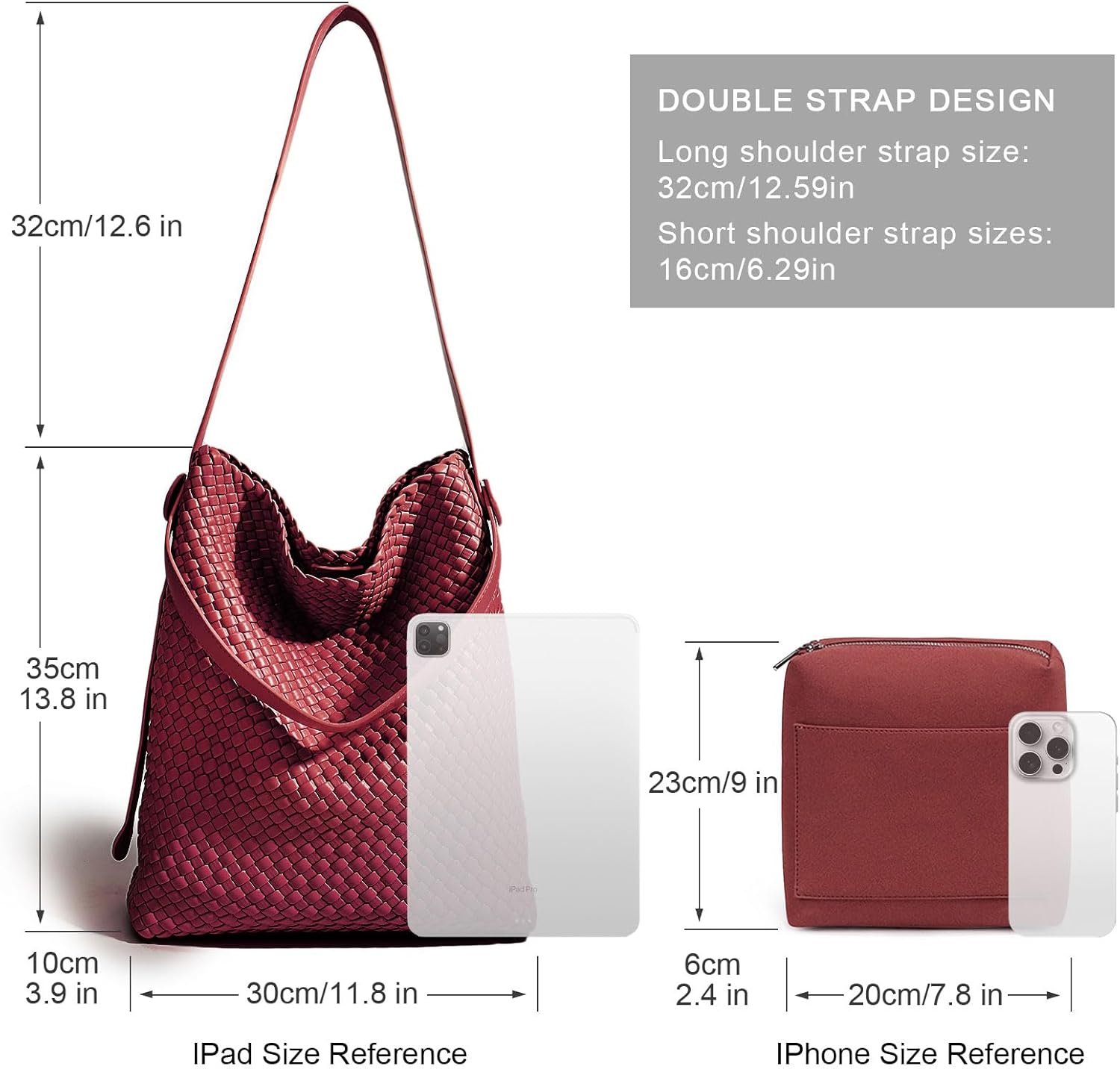 Large Woven Tote Bag Vegan Leather Shoulder Bag for Women Fashion Travel Shopper Bag Top Handle Handbag and Purse - Image 2