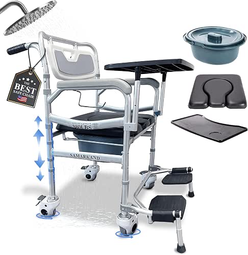 SAMARKAND 3 in 1 Commode Shower Chair with Wheels +