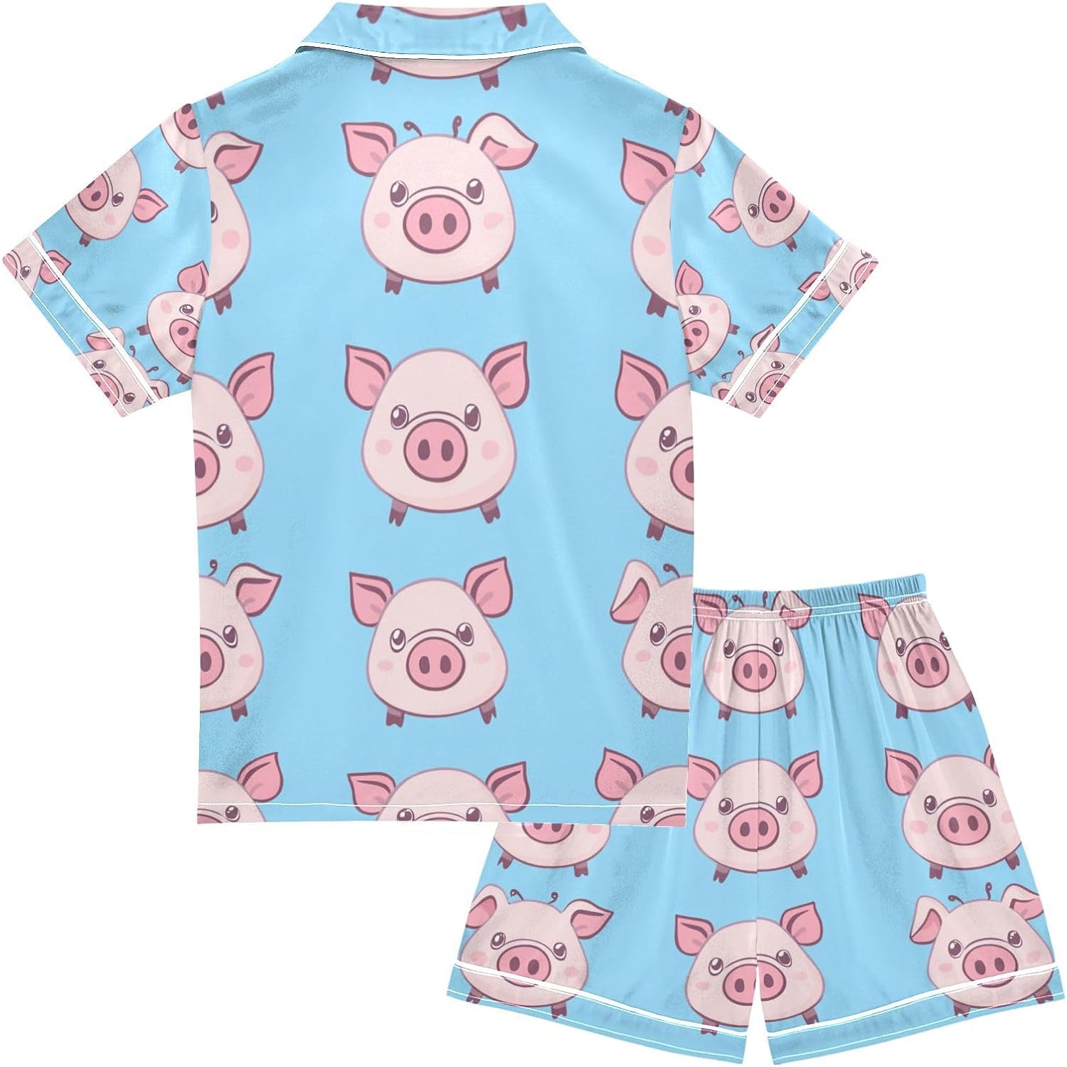 Silk Pajamas Sets Soft Satin 2 Piece Pjs Set Short Sleeve Sleepwear Nightwear