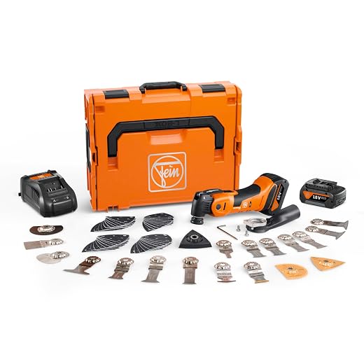 FEIN Multimaster AMM 700 Plus Top 4.0 Ah AS, Set 60 Accessori per tagliare e rimuovere piastrelle, Compatibile con AMPShare/Bosch 18V, Caricabatteria rapido GAL 1880 e 2 batterie ioni di litio 18V/4Ah