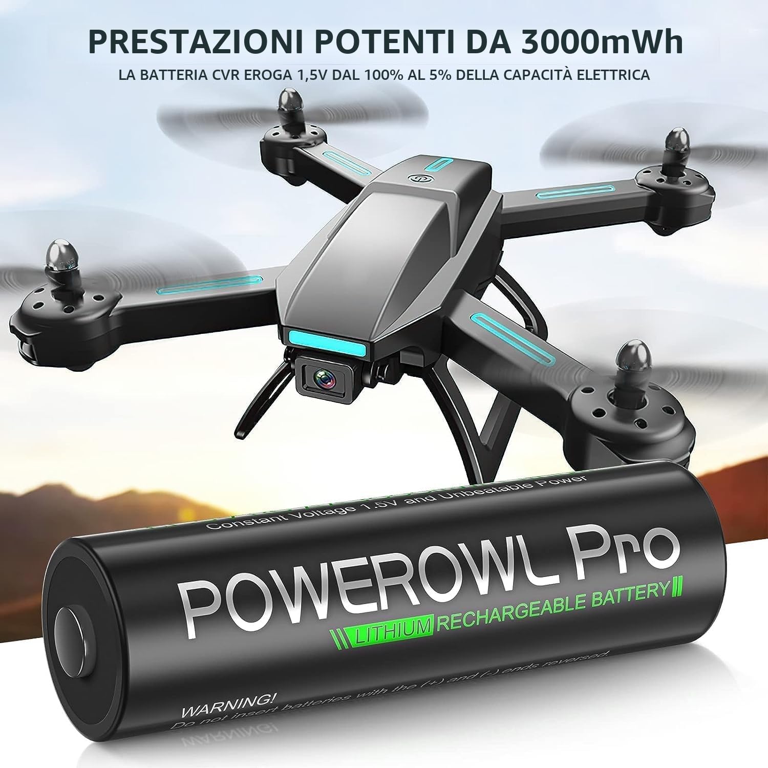 POWEROWL Batterie al litio ricaricabili AA 3000 mWh 1,5 V 8 confezioni con caricabatterie per fotocamera VR/AR Headset Xbox Controller