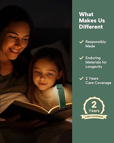 Miniatura 70 de 86lux Luz de libro, luz de lectura LED recargable con clip para uso en cama y noche, 3 temperaturas de color con atenuación continua, diseño de Oro