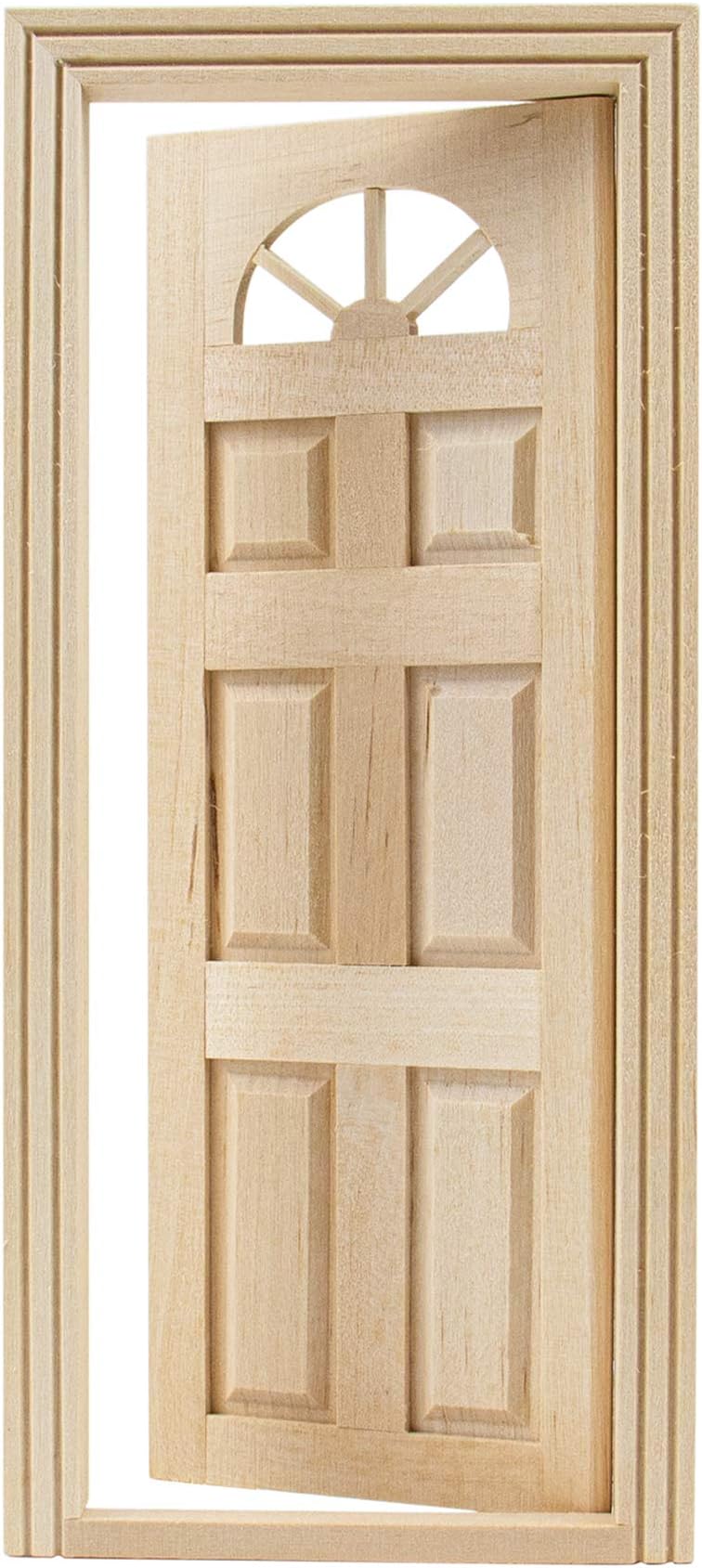 AUEAR, 1:12 Miniature Furniture Unpaint Wooden Doors for DIY Scene Home Craft (6 Panel Style B)