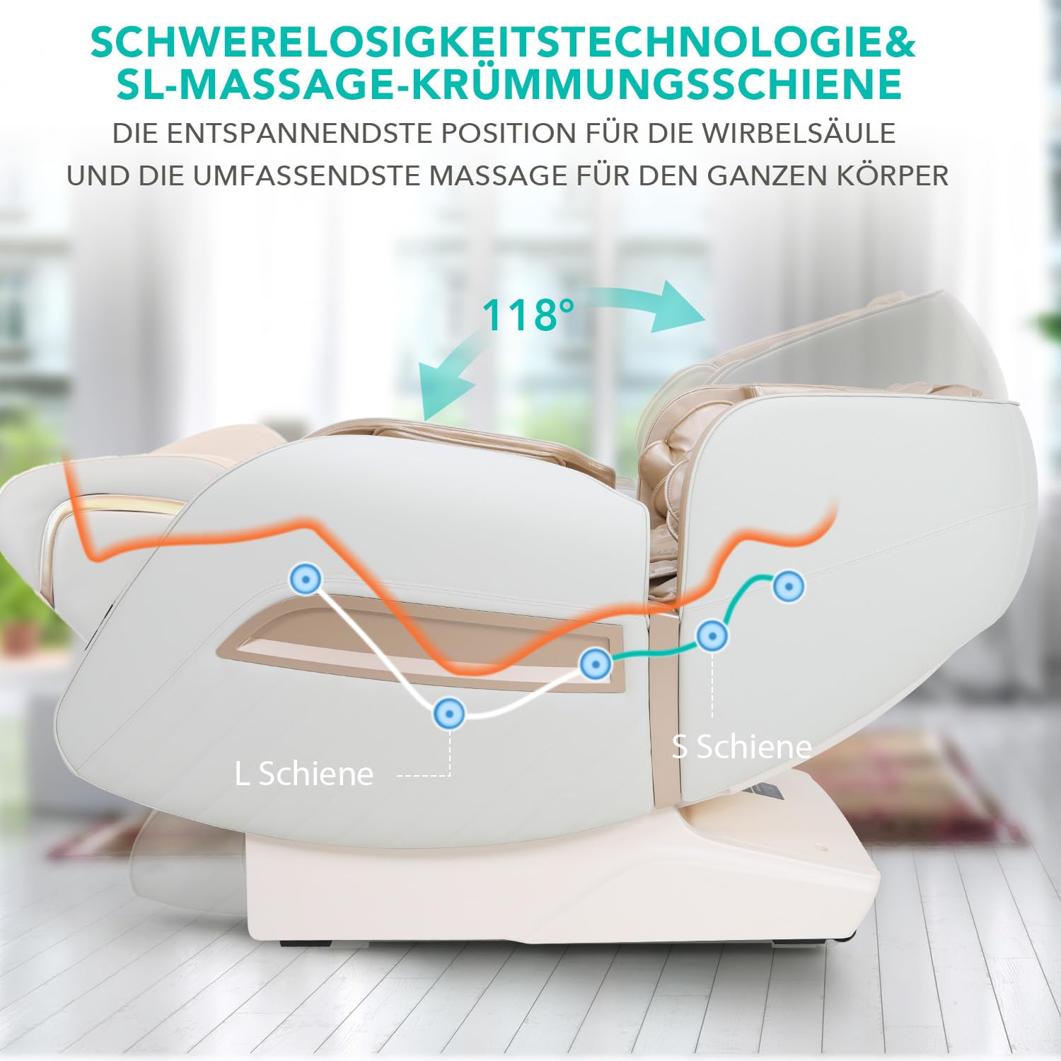 Poltrona massaggiante Shiatsu Zero Gravity Sedia Massaggiante Pressione Aria Bluetooth 3D Surround Sound Musica per uffici, negozi e saloni
