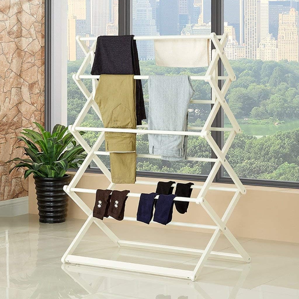 Foldable Wooden Drying Rack Balcony Bedroom Hanger 88cmX53cmX129cm