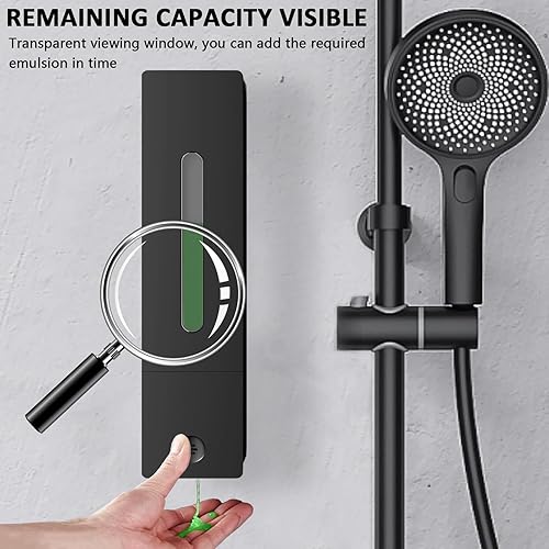 Miniatura 7 de Dispensador de jabón de manos montado en una sola pared, bomba de ducha negra de 13.5 oz13.5 fl oz, dispensador de jabón líquido transparente