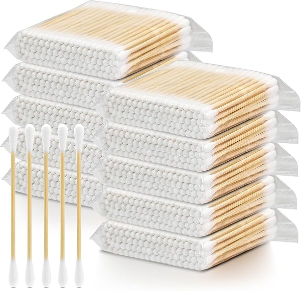 PERCEA 1000 Pcs Bamboo Cotton Swabs Round Tips