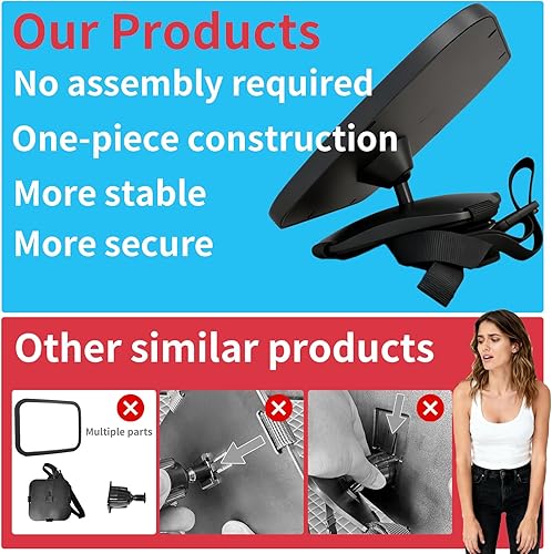 Vista 3 de Funbliss Espejo de coche para bebé, monitor de seguridad, asiento trasero para bebé, no requiere montaje, más seguro, mejor recién nacido